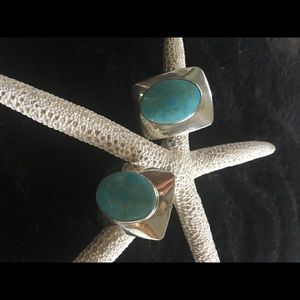 Turquoise and sterling silver pierced earrings